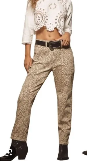 Anthropologie Pilcro The Wanderer Mid Rise Relax Leg‎ Jeans Leopard Size 31 thumbnail 1