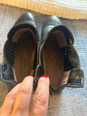 Comfortiva Black Leather Ankle Booties - Minimalist Zip Back thumbnail 5