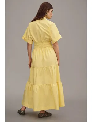 NWT by Anthropologie Somerset Maxi in Yellow Cotton Shirt Edition Dress M thumbnail 2