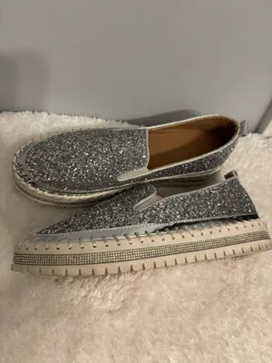 Bling Slip on Party shoes silver Sz. 10 thumbnail 5