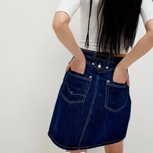 NWT Free People Suzy Denim Midi Skirt in Deep Blue Crush thumbnail 2