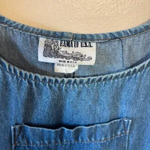 Vintage RAMA of USA‎ Women’s Dress Maxi Denim Boho Daisy Jean 100 % Cotton Large thumbnail 3