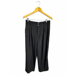 Halara High Waisted Pleated Wide Leg Work Pants Black Pull On Size L Regular thumbnail 2
