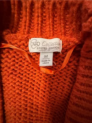 Cato Rust Orange Open-Front Cardigan with White Flower Accents thumbnail 2
