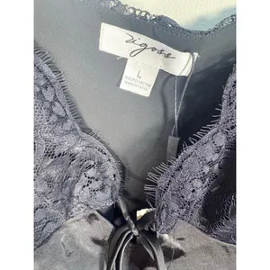 Vigoss Cami Top Womens Large Black New Lace Satin‎ Tie Front thumbnail 3