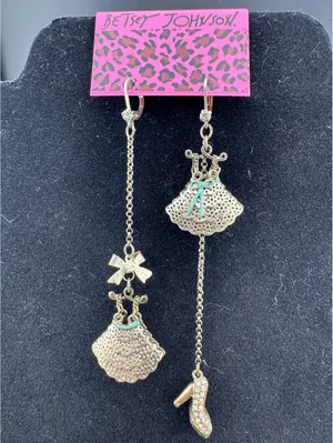 Betsey Johnson Gold Tone Asymmetrical Dress and Shoe Dangle thumbnail 2