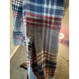 American Eagle Womens Grunge Plaid Flannel Button Down Shirt Large Distressed thumbnail 5