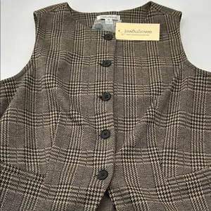 JohnPaulRichard Brown Plaid Blouse Size M thumbnail 12