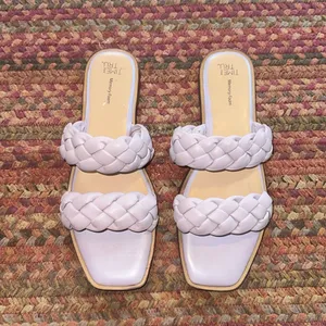 Lavender Light Purple Quilted Braided Sandals thumbnail 1