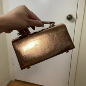 Vintage La Regale Copper Gold metallic evening clutch rectangle crossbody thumbnail 3