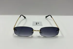Rimless retro sunglasses / gray lenses sunglasses / small rectangle sunglasses thumbnail 1