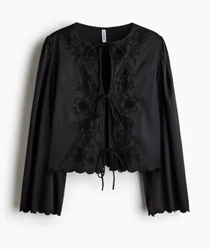H&M tie front satin blouse thumbnail 1