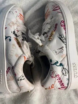 GUESS White Sneakers with Multicolor Graffiti Accents women thumbnail 8