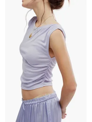 Free People Night We Met Tee Lavender Blue NWT XS thumbnail 3