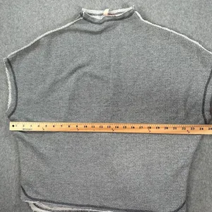 Pilcro Funnel Neck Cut Off Pullover Womens Small Gray Terry Boxy Casual Lounge thumbnail 6