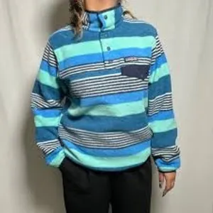 Patagonia Womens Fleece Pullover XL Blue Striped Synchilla Snap-T 25455 SP17 thumbnail 2