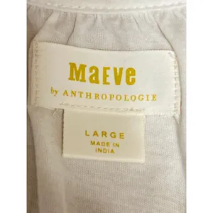Anthropologie Maeve Women's White V-neck Long Puff Sleeve Crop Blouse Top Size L thumbnail 3