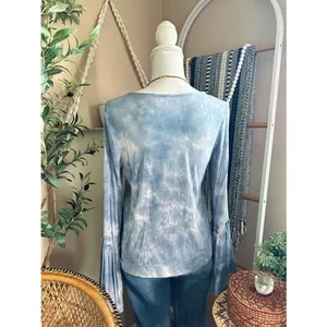 American Eagle Soft & Sexy Tie Dye Boho Top Crisscross Front Bell Sleeve S thumbnail 4