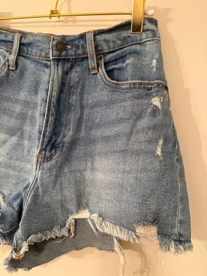 Abercrombie & Fitch‎ Cutoff High Rise Denim Jean Shorts distressed size 25 (0) thumbnail 3
