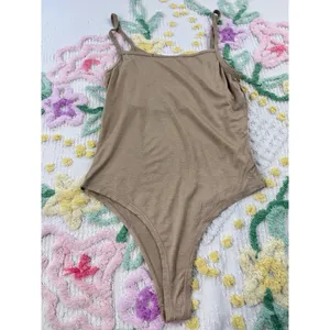 Rio of Stars Women Taupe Brown Ruched Bust Spaghetti‎ Strap Bodysuit T0506 S thumbnail 2