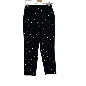 ModCloth Game Changer Twill Pants Ankle Star Moon Print Silver‎ Black Size 4 thumbnail 3