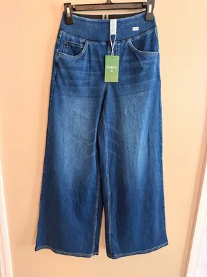 Halara XS Petite Athleisure Wide-Leg Denim Pants With Elastic Waistband Stretchy thumbnail 3