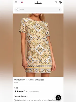 Lulus Women’s Dandy Lion Yellow Print Sleeveless Shift Dress Size Small thumbnail 3