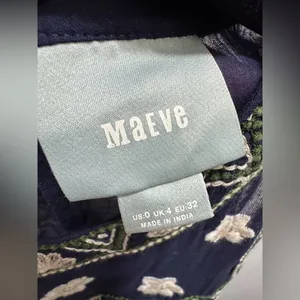 Anthropologie Maeve Rosa Cotton Blue Embroidered Swing Dress - size 0 sold out! thumbnail 10