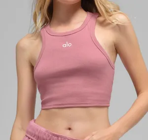 Alo Aspire Tank Top Ribbed Cropped Pink Wild Rose Small thumbnail 1