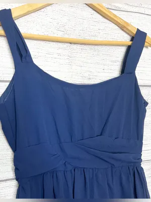Navy Blue Sleeveless Empire Waist Leg Slit Maxi Dress Evening Gown Size Small thumbnail 6