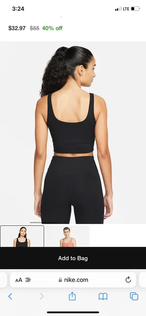 Nike One Luxe Black Ribbed Sports Bra Tank thumbnail 2