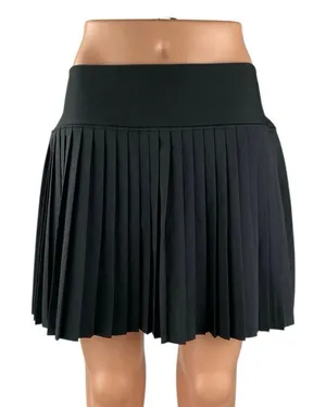 YPB Black Pleated Casual Activewear Mini Skater Tennis Flare A-Line Skirt Size L thumbnail 1