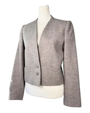 Vintage ‘80s West Coast Connection Grayish Lilac Wool Blend Collarless Blazer thumbnail 1