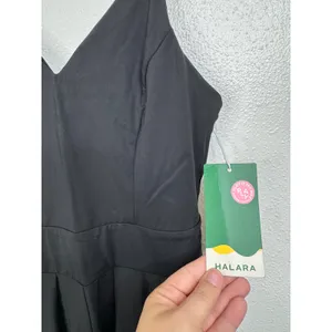 Halara Black Wide Leg V-Neck Spaghetti Strap‎ Jumpsuit with Pockets XS New thumbnail 3