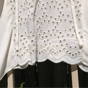 REISS Flora Broderie Scalloped Sleeves Ivory Cream Top Blouse 4 thumbnail 7