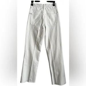 Zara Women's White Distressed Flare Jeans thumbnail 3