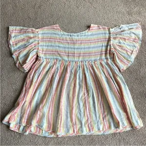 Free People Summer Nights‎ Striped Dress in Yellow Tunic Mini Size S Small Boho thumbnail 6