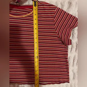 Stylish Striped Short Sleeve Top in Red and Yellow thumbnail 7
