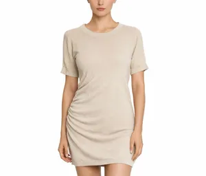 M Patmos Silk Cashmere Ruched Knit Sweater Dress Oatmeal XS thumbnail 6