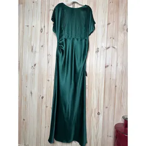 NWT Lulus Captivating Presence Forest Green Satin Cowl Back Maxi Dress Formal 2X thumbnail 2