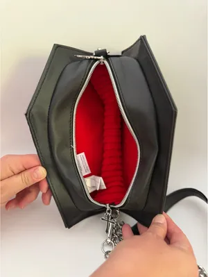 Black coffin crossbody bag with chain strap thumbnail 4