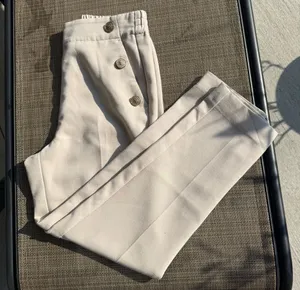 Zara Cream Dress Pants with Decorative Gold Buttons thumbnail 1