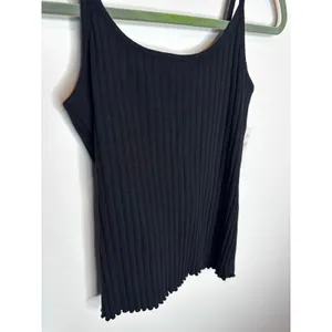 NWT LOFT Black Ribbed Lettuce Hem Cami Spaghetti Strap Tank Top Women Size S thumbnail 3