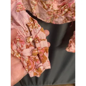 Free people Cropped Top Womens Large Pink Combo Hilary Printed Square Neck B96 thumbnail 5