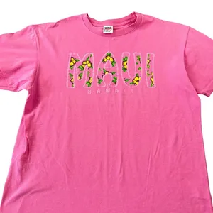 Vintage 90s Anvil Maui Hawaii T Shirt Pink Single Stitch Floral‎ Graphic XL USA thumbnail 2
