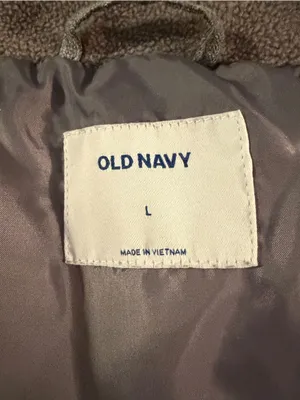 Old Navy Women’s Large Gray Quilted Puffer Vest Fleece Lined Collar Full Zip thumbnail 6