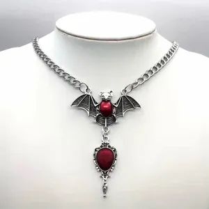 Gothic Party Style Special Bat‎ Red Mirror Pendant Zinc Alloy Necklace thumbnail 6