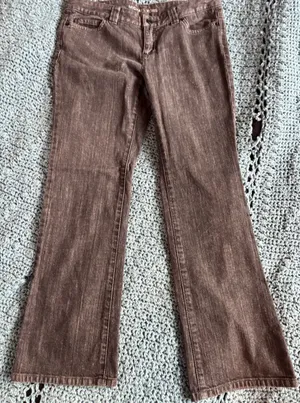 Michael Kors Brown Acid Wash Bootcut Jeans Beaded Back Pocket Y2K Denim thumbnail 1