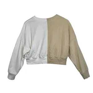 Abercrombie & Fitch Soft AF Cream Colorblock Cropped Crewneck Sweatshirt Size M thumbnail 3