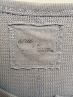 Aerie Essential Henley Layering Top in Light Blue thumbnail 4